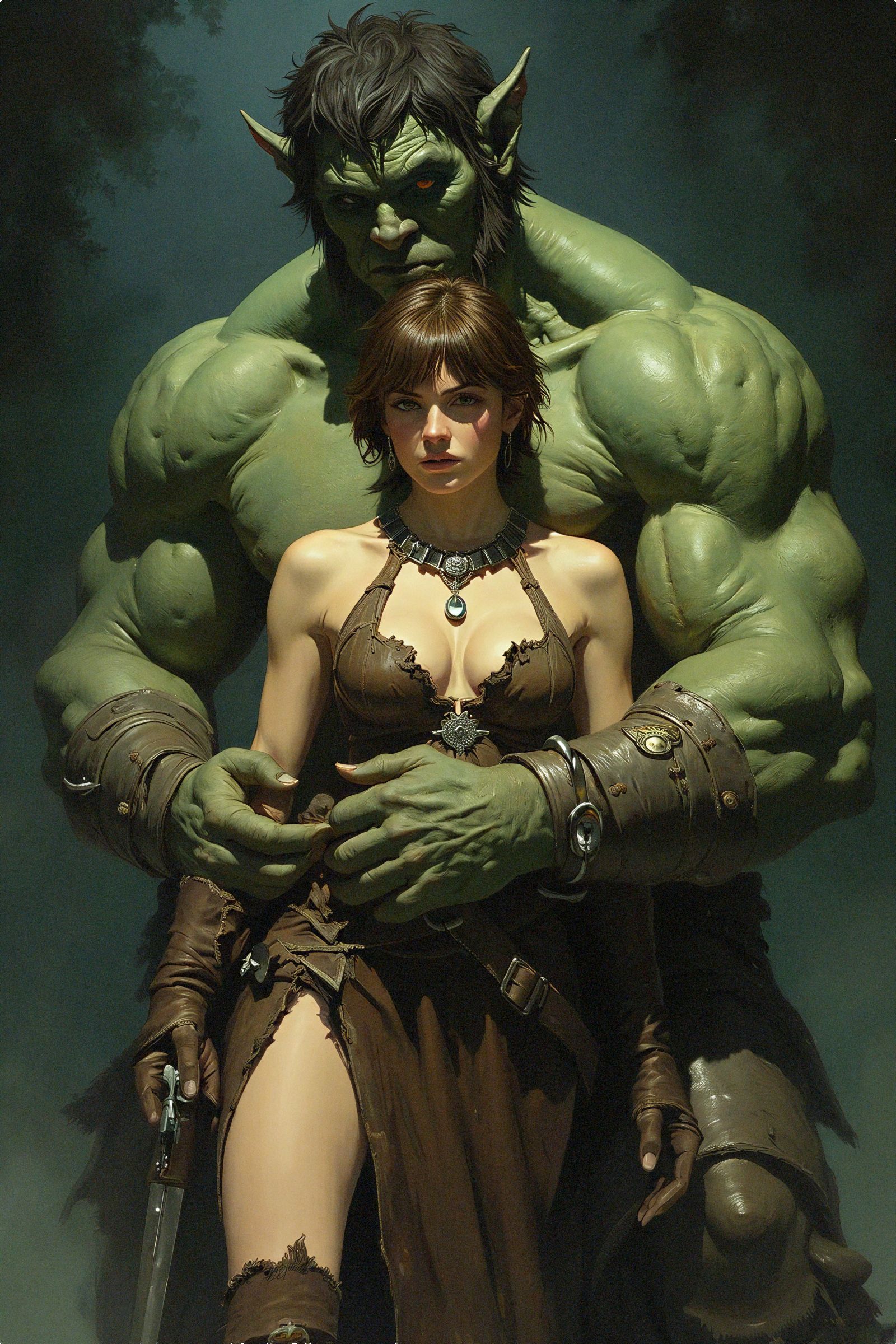 The Troll's Toll: An Erotic Size Difference Monster Story (Ogres & Orgasms Book 24) Cover Image Of A Humongous Green Troll And His Sexy Human Lover